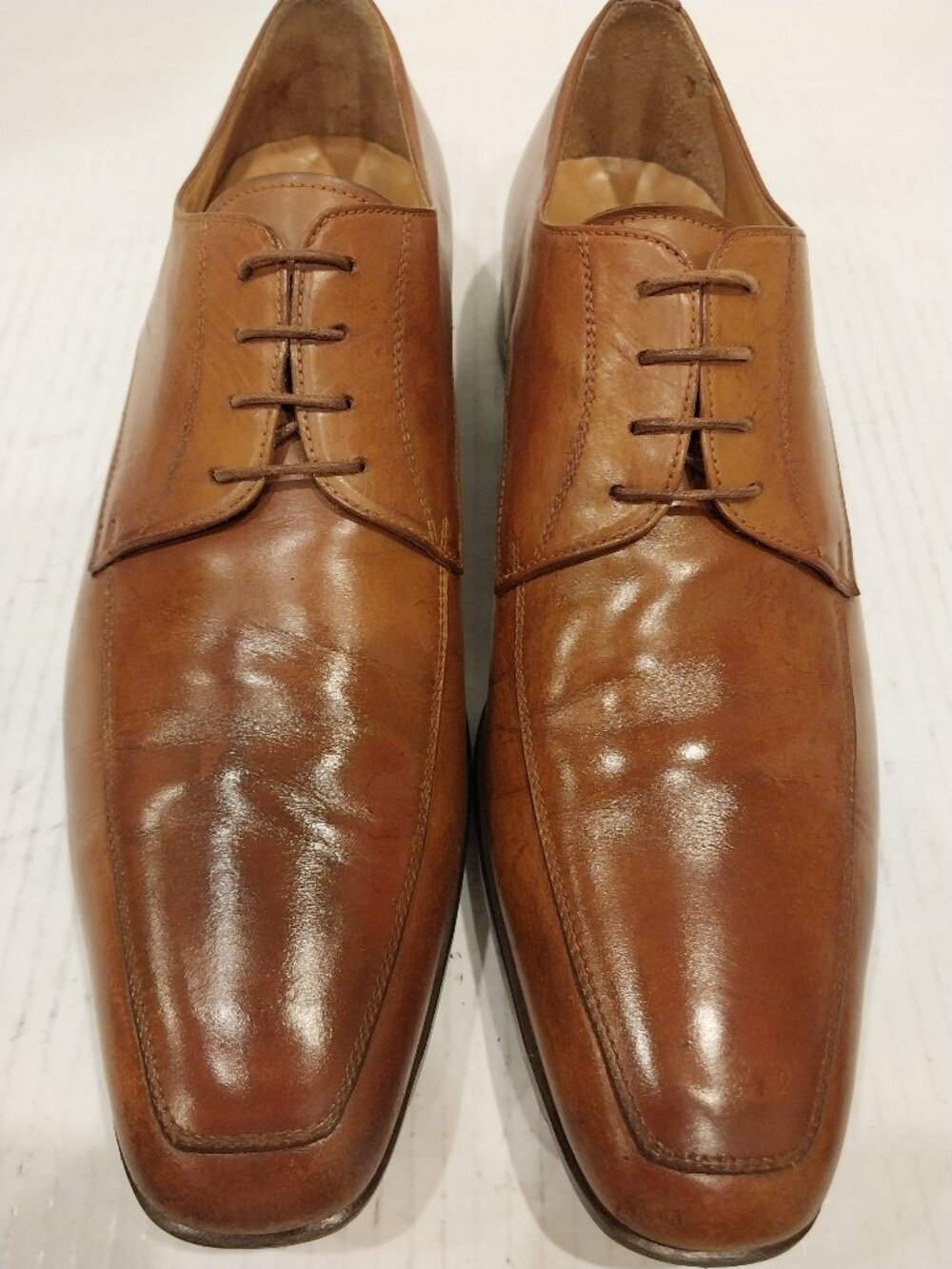 SANTONI men's (SAVE $800) size 8 D (M) brown leather Derby made in Italy